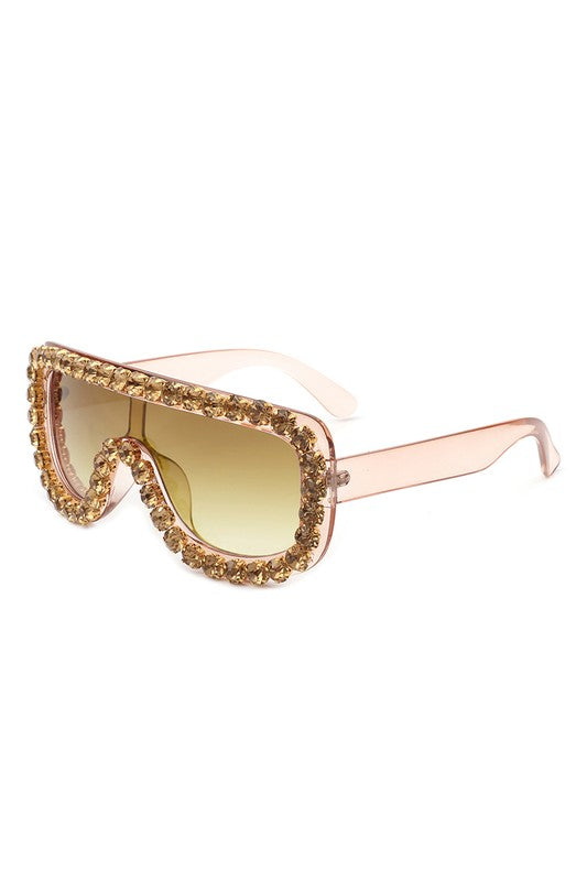 Women's Oversize Rhinestone Aviator Sunglasses