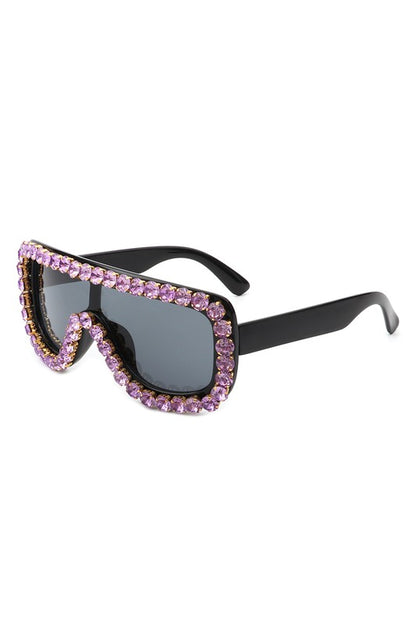 Women's Oversize Rhinestone Aviator Sunglasses