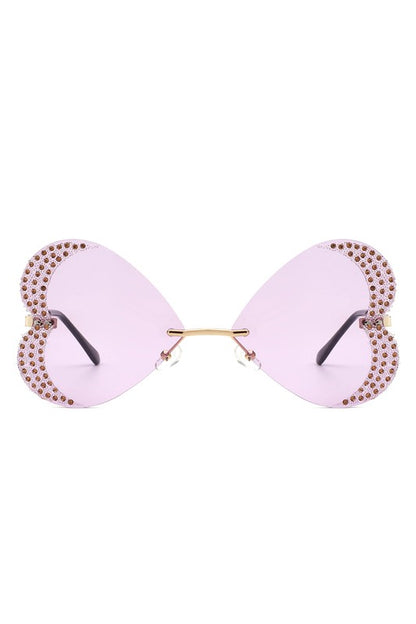 Rimless Butterfly Tinted Fashion Women Sunglasses