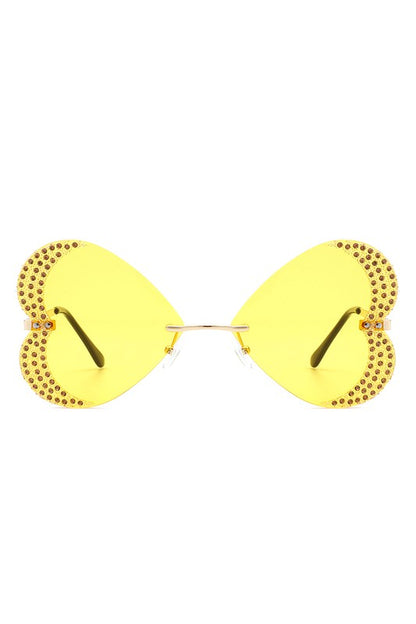 Rimless Butterfly Tinted Fashion Women Sunglasses