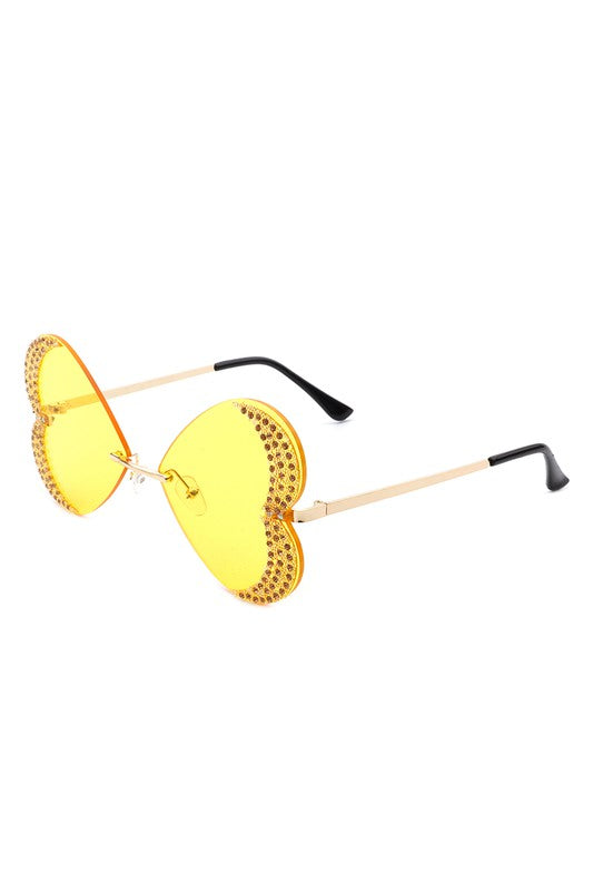 Rimless Butterfly Tinted Fashion Women Sunglasses