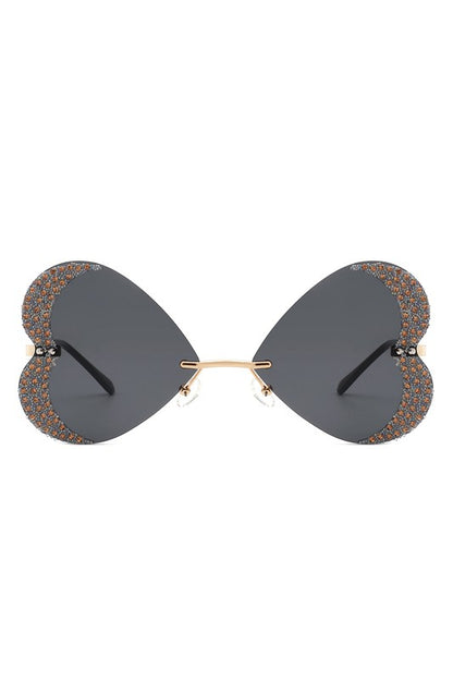 Rimless Butterfly Tinted Fashion Women Sunglasses