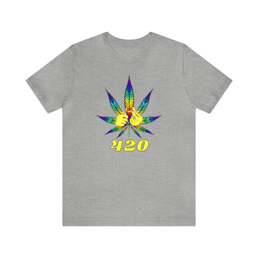 RAINBOW & YELLOW 420: Unisex Jersey Short Sleeve Tee