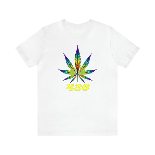 RAINBOW & GREEN 420: Unisex Jersey Short Sleeve Tee