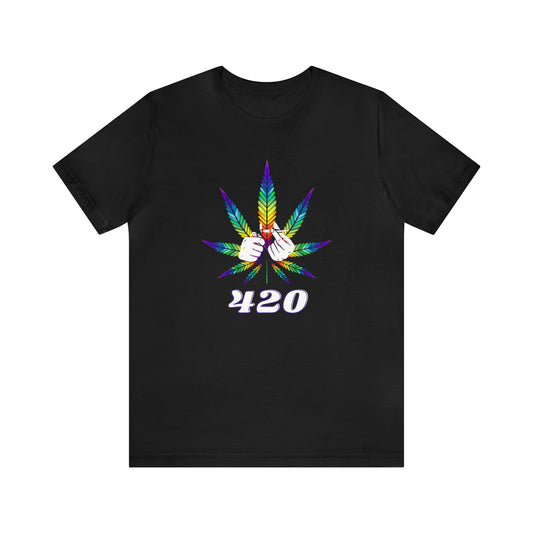 RAINBOW & WHITE 420: Unisex Jersey Short Sleeve Tee