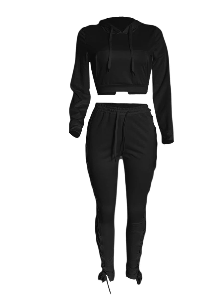 Lace Up Two Piece Sweatsuit