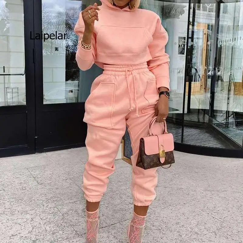 Hooded Jogger Sweatsuit Two Piece Set