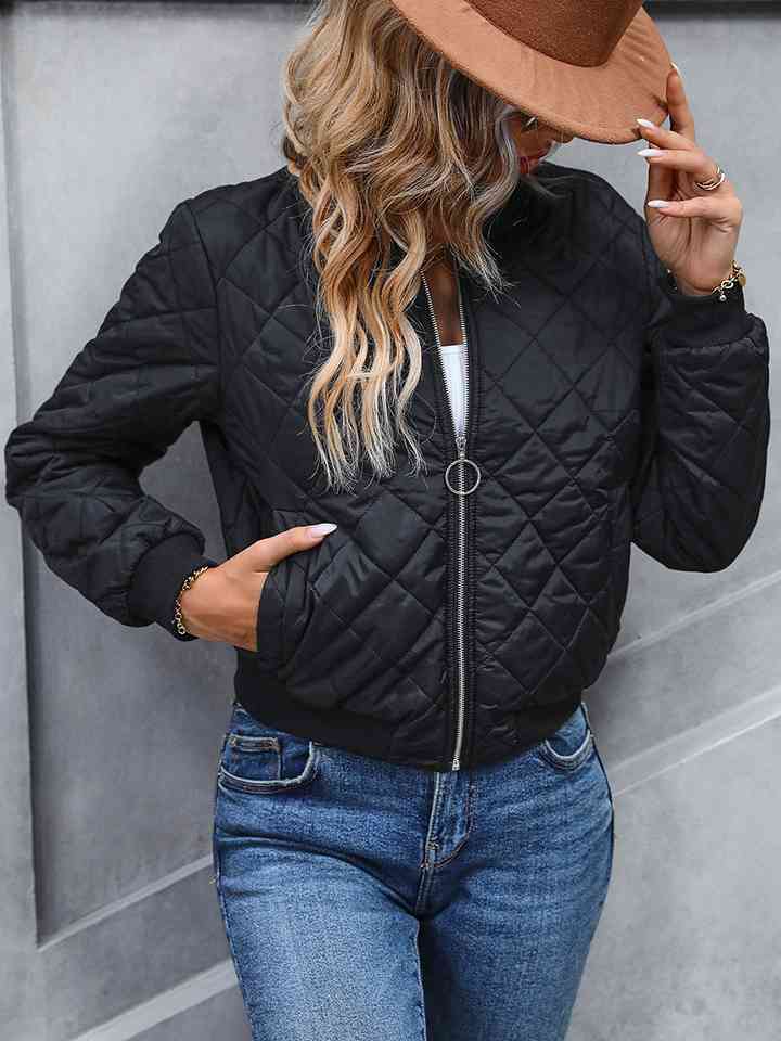 Zip-Up Quilted Bomber