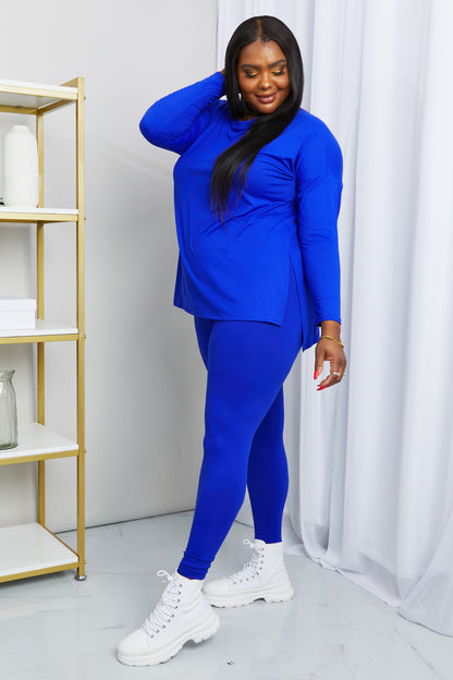 Brushed Microfiber Plus Size Loungewear Set in Bright Blue