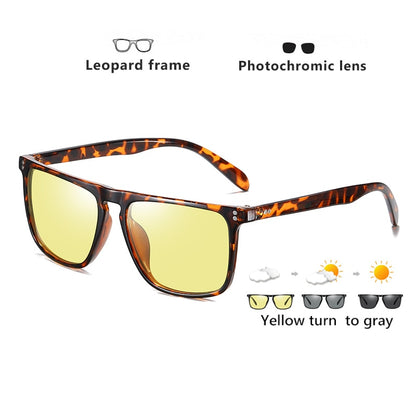 Square Retro Photochromic Sunglasses w/Night Vision