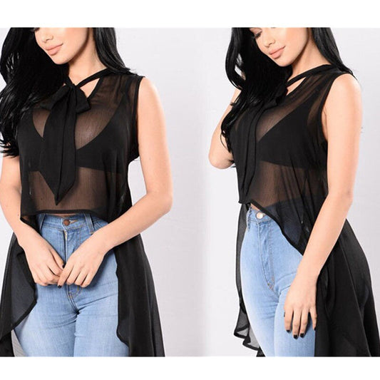 Sleeveless Sheer Loose Top