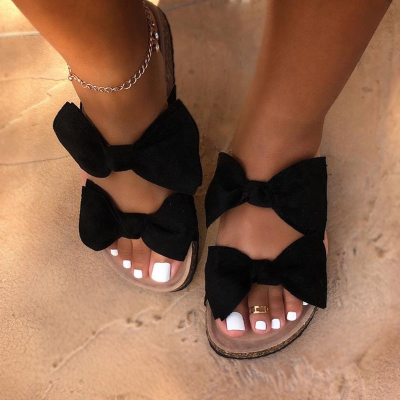 Double Bow Flat Sandals