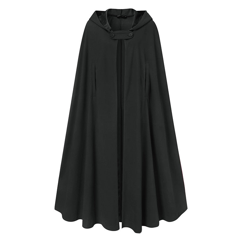 Long Hooded Open Front Poncho/Cloak