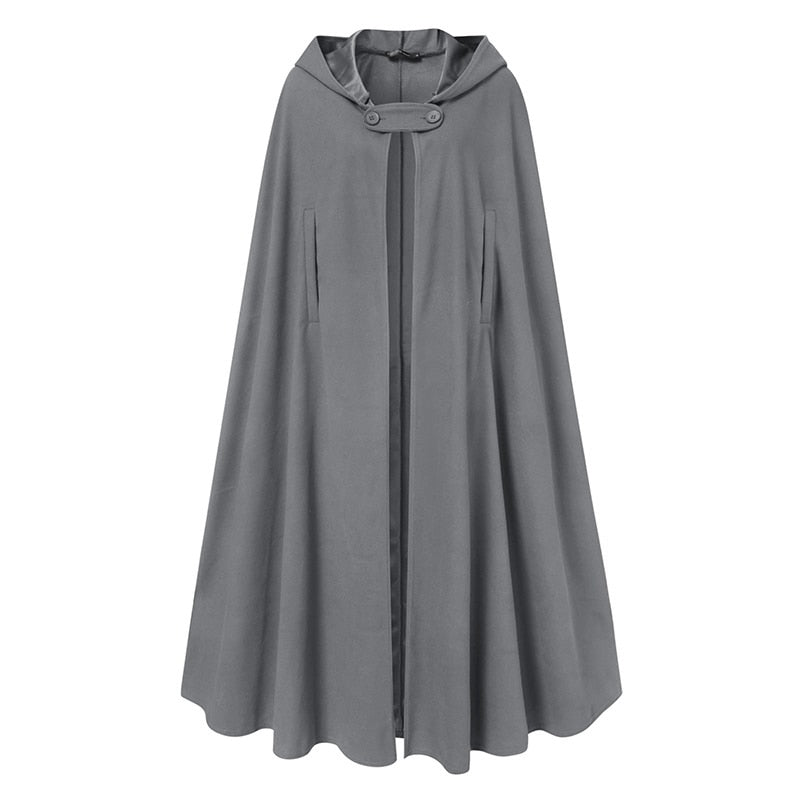 Long Hooded Open Front Poncho/Cloak