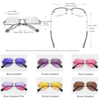 Retro Rimless Pilot Gradient Sunglasses w/UV400 Protection