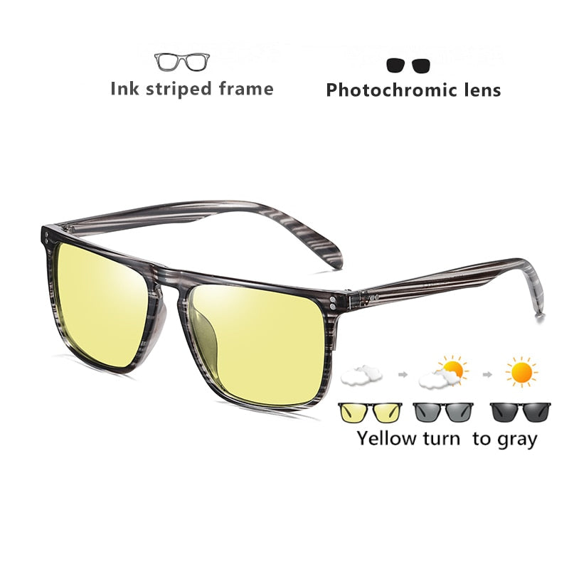 Square Retro Photochromic Sunglasses w/Night Vision