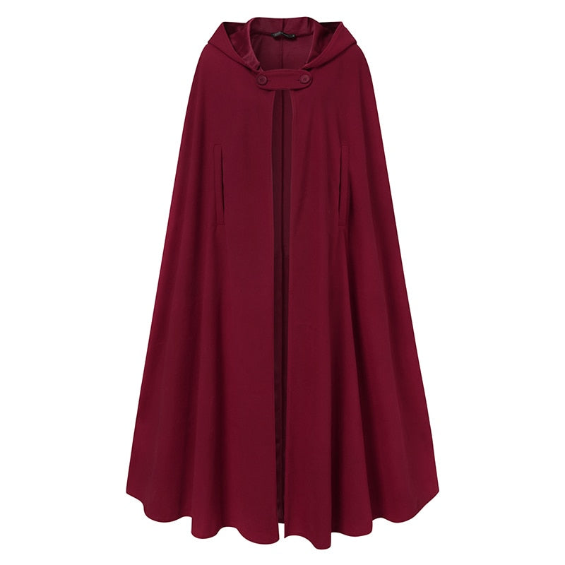 Long Hooded Open Front Poncho/Cloak