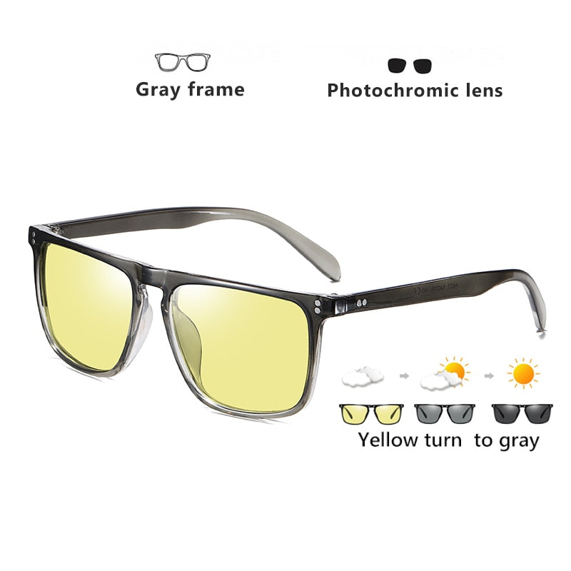 Square Retro Photochromic Sunglasses w/Night Vision