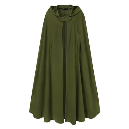 Long Hooded Open Front Poncho/Cloak