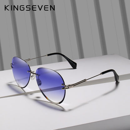 Retro Rimless Pilot Gradient Sunglasses w/UV400 Protection