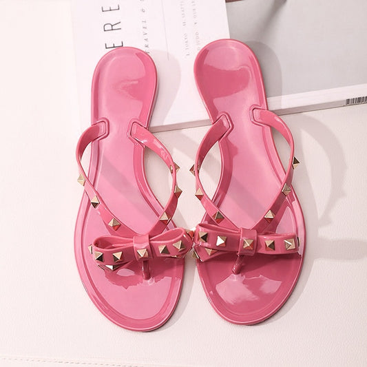 Big Bow Flat Jelly Shoes Sandals